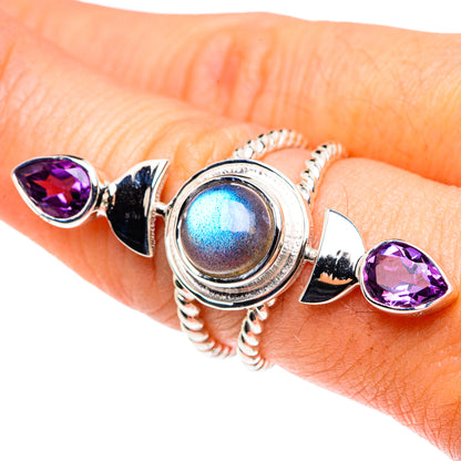 Labradorite, Amethyst Rings handcrafted by Ana Silver Co - RING87389
