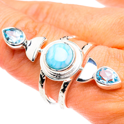 Larimar, Blue Topaz Rings handcrafted by Ana Silver Co - RING87394