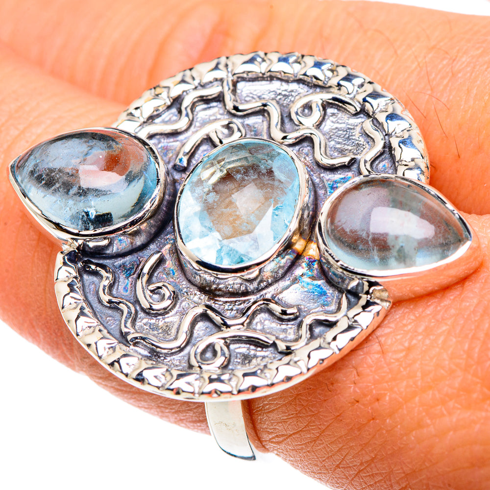Blue Topaz, Aquamarine Rings handcrafted by Ana Silver Co - RING87396
