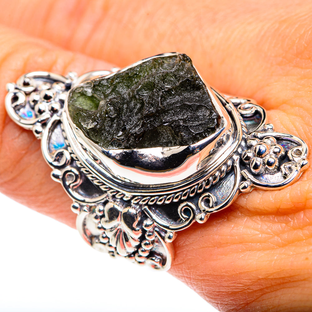Czech Moldavite Rings handcrafted by Ana Silver Co - RING87401