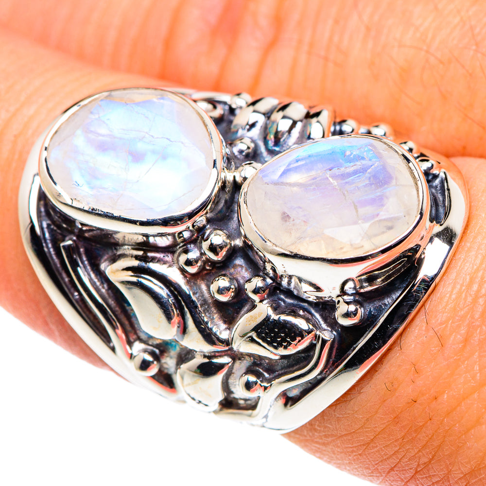Rainbow Moonstone Rings handcrafted by Ana Silver Co - RING87408