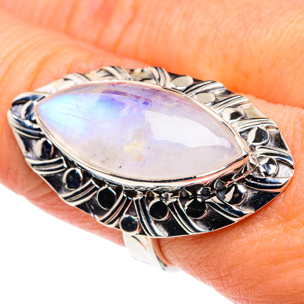 Rainbow Moonstone Rings handcrafted by Ana Silver Co - RING87409