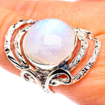 Rainbow Moonstone Rings handcrafted by Ana Silver Co - RING87433