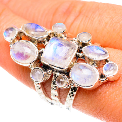 Rainbow Moonstone Rings handcrafted by Ana Silver Co - RING87435