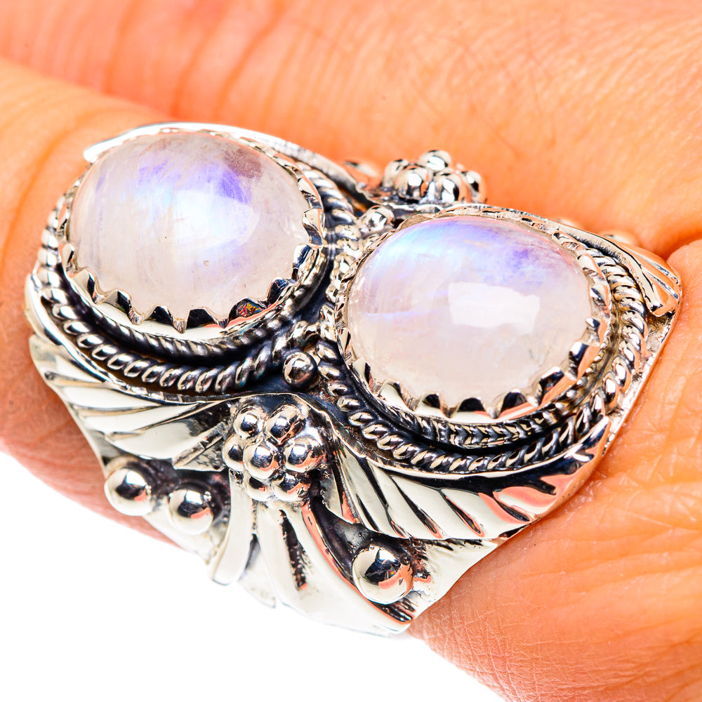 Rainbow Moonstone Rings handcrafted by Ana Silver Co - RING87437