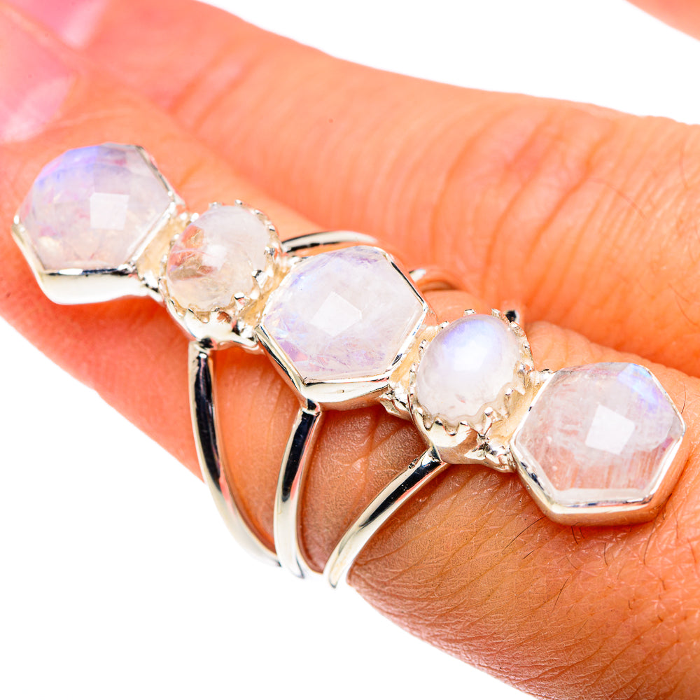 Rainbow Moonstone Rings handcrafted by Ana Silver Co - RING87438