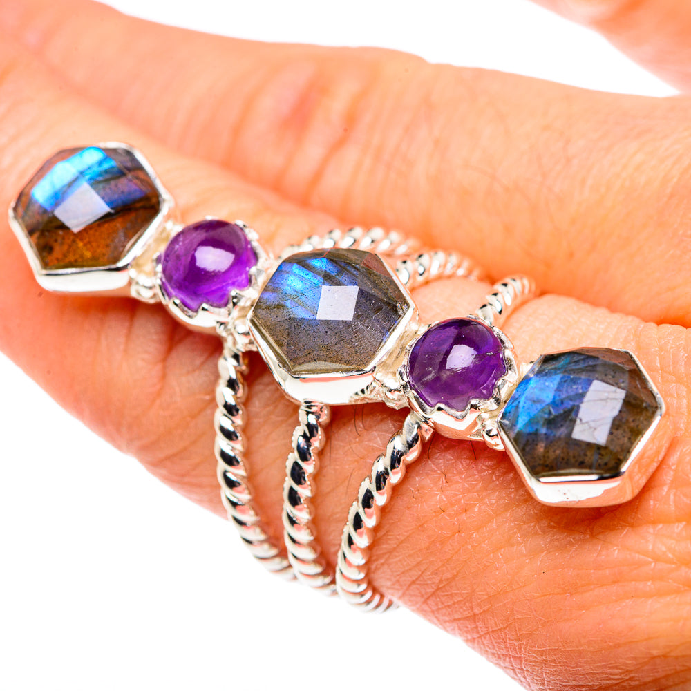 Labradorite, Amethyst Rings handcrafted by Ana Silver Co - RING87439