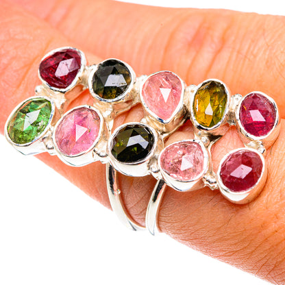 Pink Tourmaline, Green Tourmaline Rings handcrafted by Ana Silver Co - RING87440