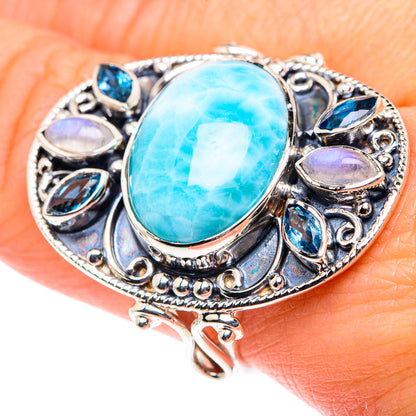 Larimar, Rainbow Moonstone, Blue Topaz Rings handcrafted by Ana Silver Co - RING87444