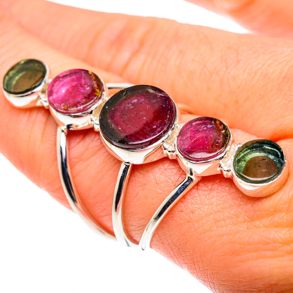 Pink Tourmaline, Green Tourmaline Rings handcrafted by Ana Silver Co - RING87460