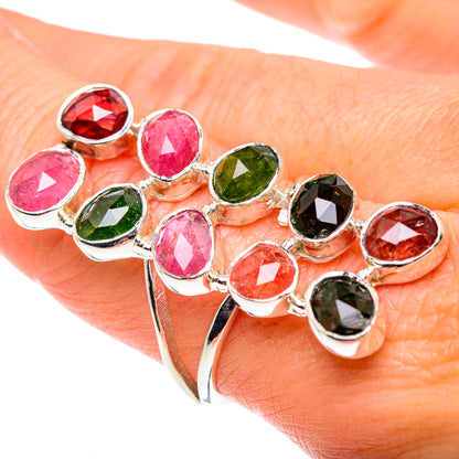 Pink Tourmaline, Green Tourmaline Rings handcrafted by Ana Silver Co - RING87461