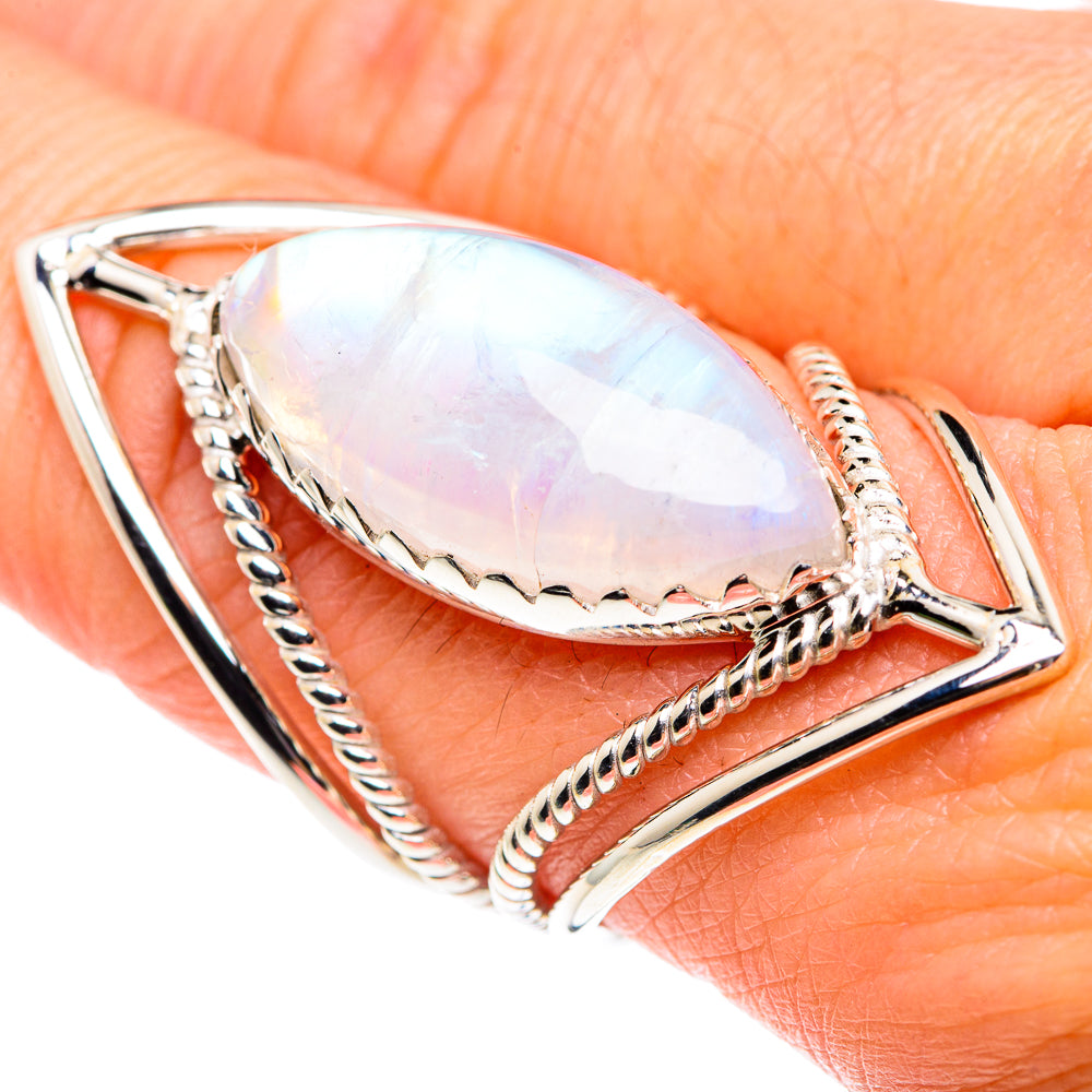 Rainbow Moonstone Rings handcrafted by Ana Silver Co - RING87478