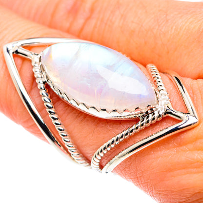 Rainbow Moonstone Rings handcrafted by Ana Silver Co - RING87478