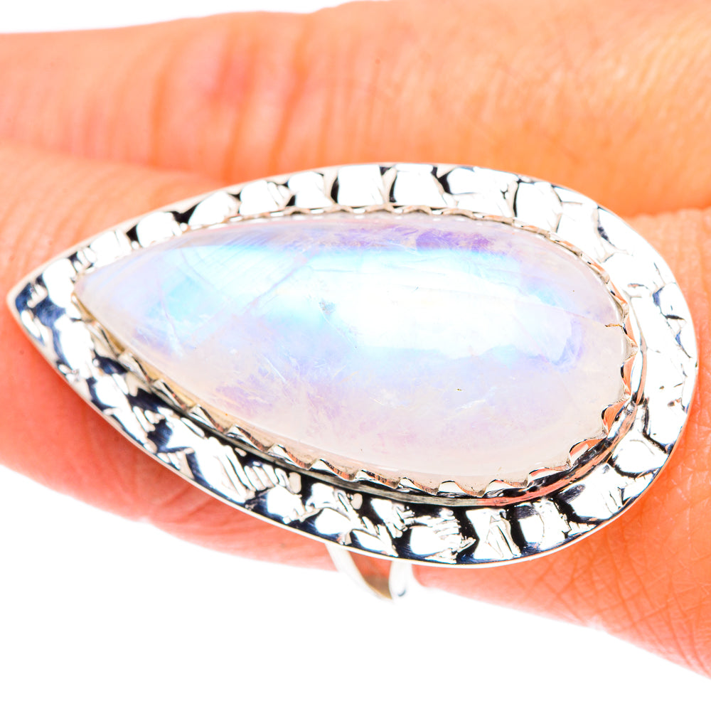 Rainbow Moonstone Rings handcrafted by Ana Silver Co - RING87497