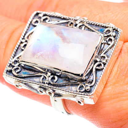Rainbow Moonstone Rings handcrafted by Ana Silver Co - RING87506