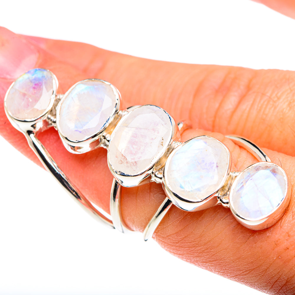 Rainbow Moonstone Rings handcrafted by Ana Silver Co - RING87509