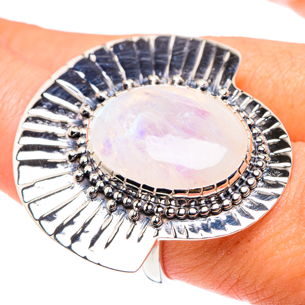 Rainbow Moonstone Rings handcrafted by Ana Silver Co - RING87510
