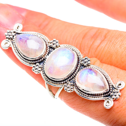 Rainbow Moonstone Rings handcrafted by Ana Silver Co - RING87511