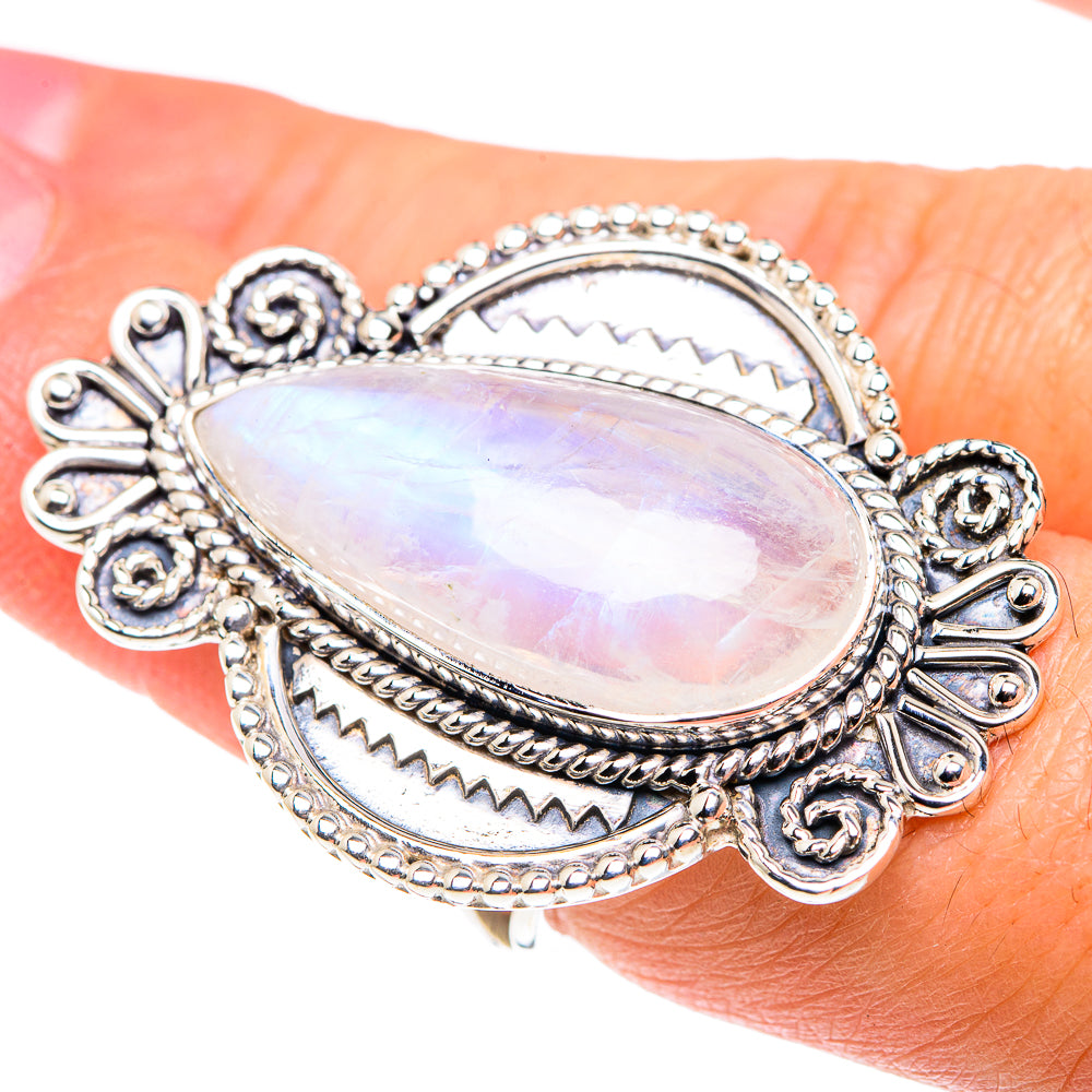 Rainbow Moonstone Rings handcrafted by Ana Silver Co - RING87520
