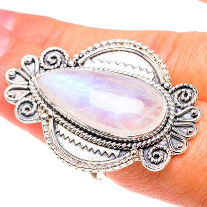 Rainbow Moonstone Rings handcrafted by Ana Silver Co - RING87520