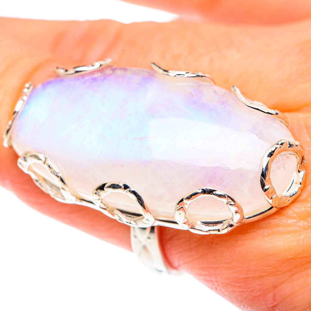 Rainbow Moonstone Rings handcrafted by Ana Silver Co - RING87523