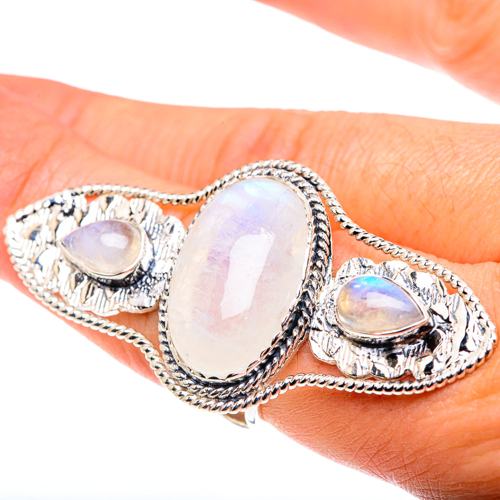 Rainbow Moonstone Rings handcrafted by Ana Silver Co - RING87526