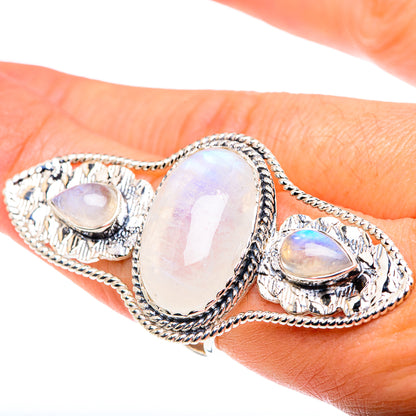 Rainbow Moonstone Rings handcrafted by Ana Silver Co - RING87526