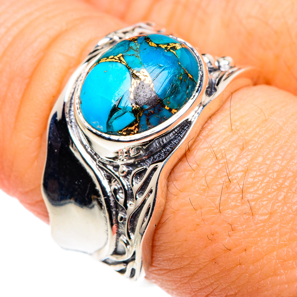 Blue Copper Composite Turquoise Rings handcrafted by Ana Silver Co - RING87530
