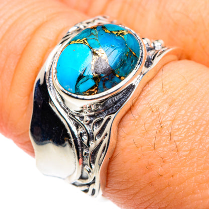 Blue Copper Composite Turquoise Rings handcrafted by Ana Silver Co - RING87530