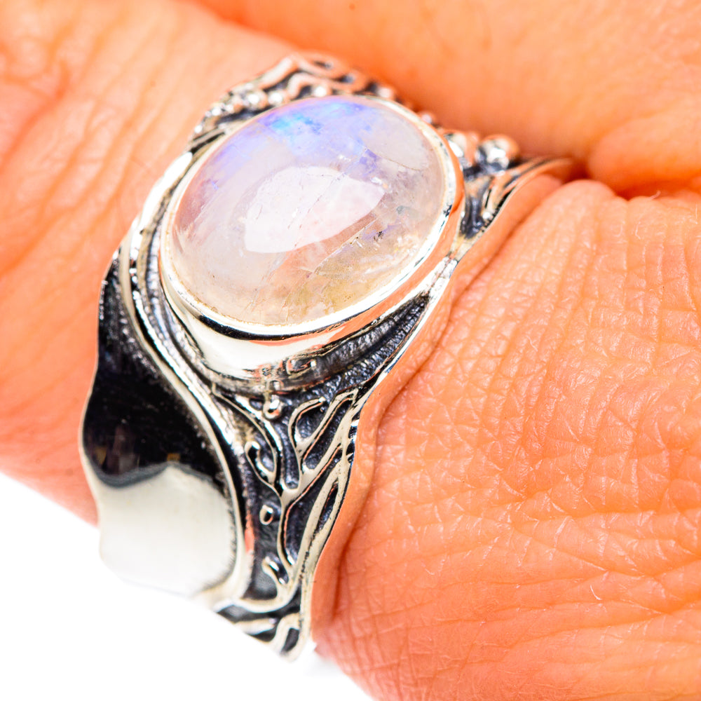 Rainbow Moonstone Rings handcrafted by Ana Silver Co - RING87541