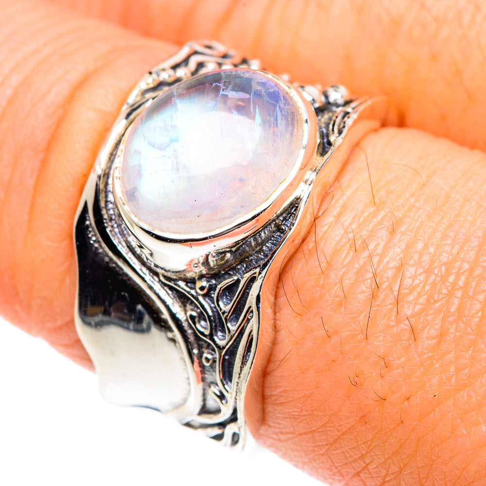 Rainbow Moonstone Rings handcrafted by Ana Silver Co - RING87558