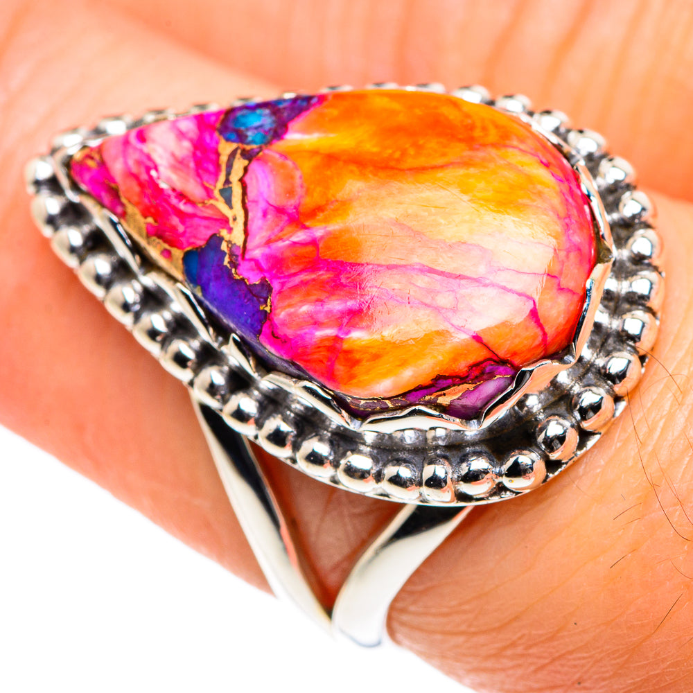 Purple Pink Copper Composite Turquoise Rings handcrafted by Ana Silver Co - RING87560