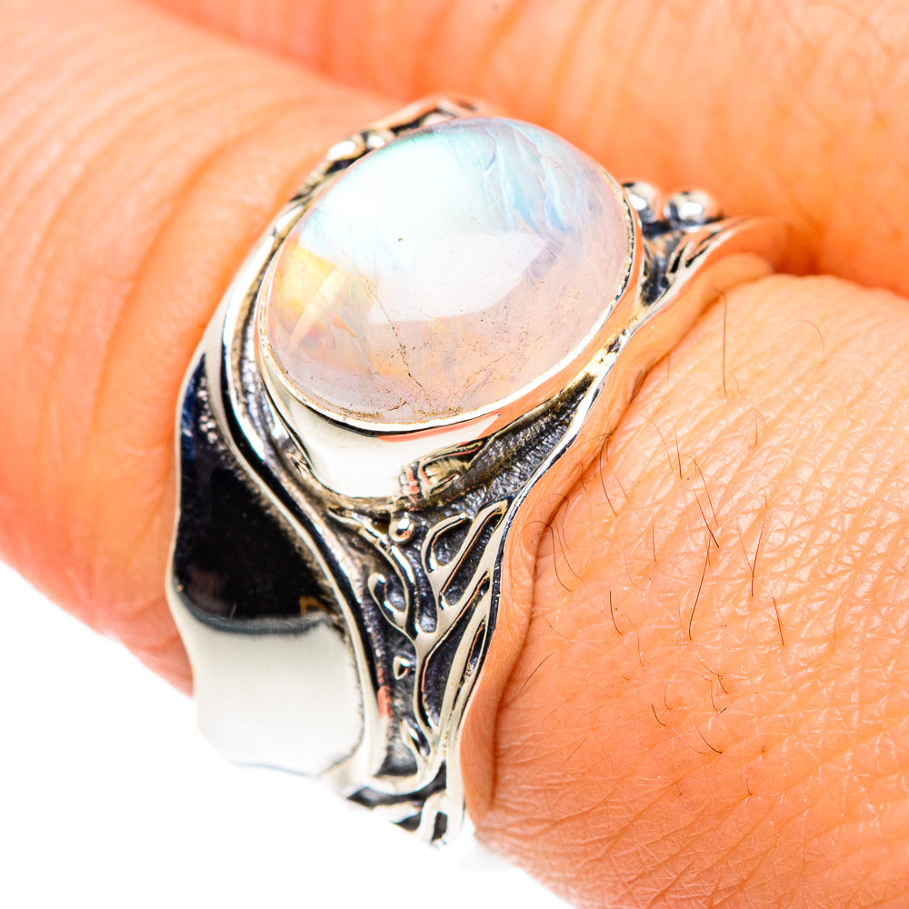 Rainbow Moonstone Rings handcrafted by Ana Silver Co - RING87573