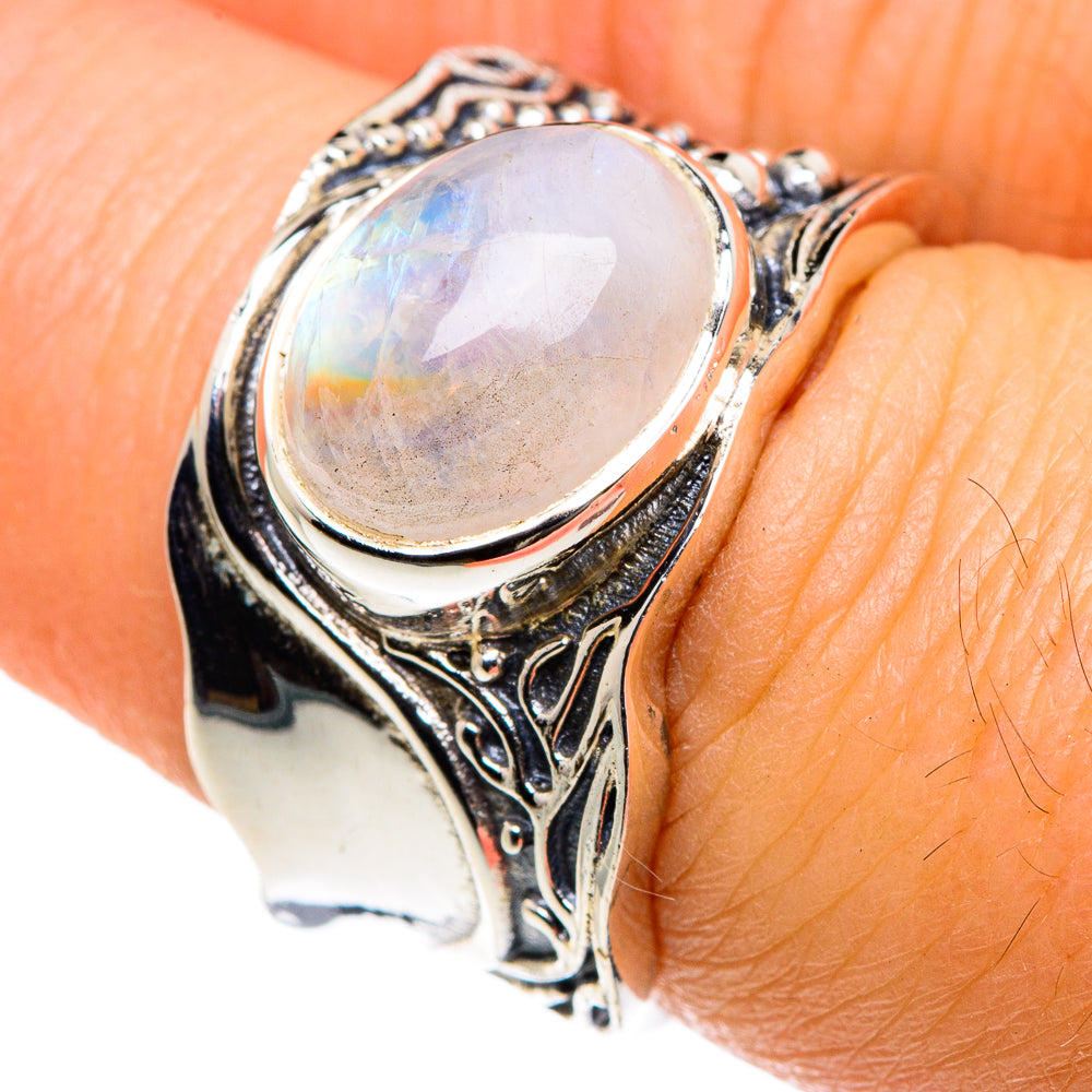 Rainbow Moonstone Rings handcrafted by Ana Silver Co - RING87595