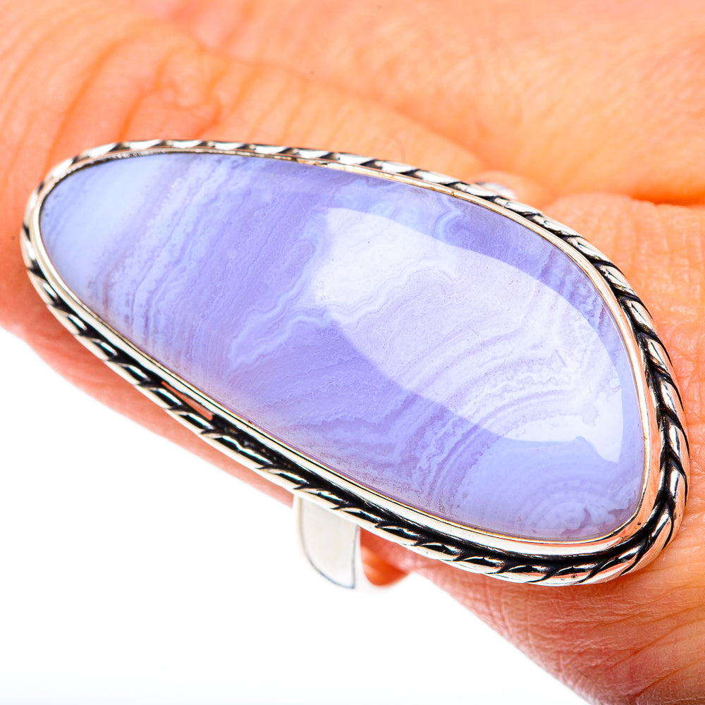Blue Lace Agate Rings handcrafted by Ana Silver Co - RING87606