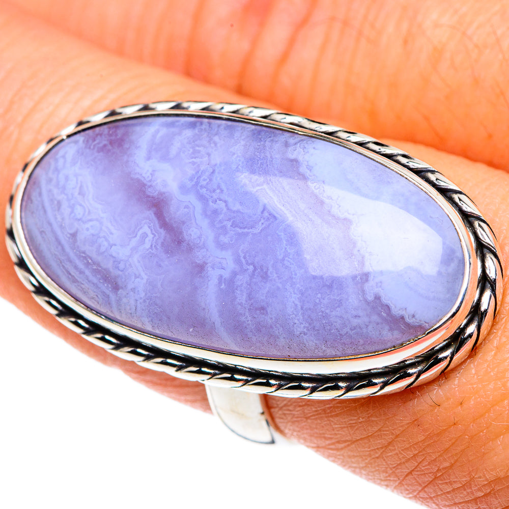 Blue Lace Agate Rings handcrafted by Ana Silver Co - RING87608