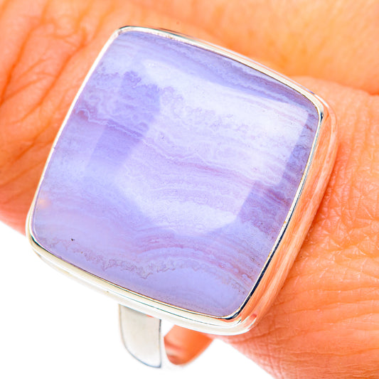 Blue Lace Agate Rings handcrafted by Ana Silver Co - RING87609