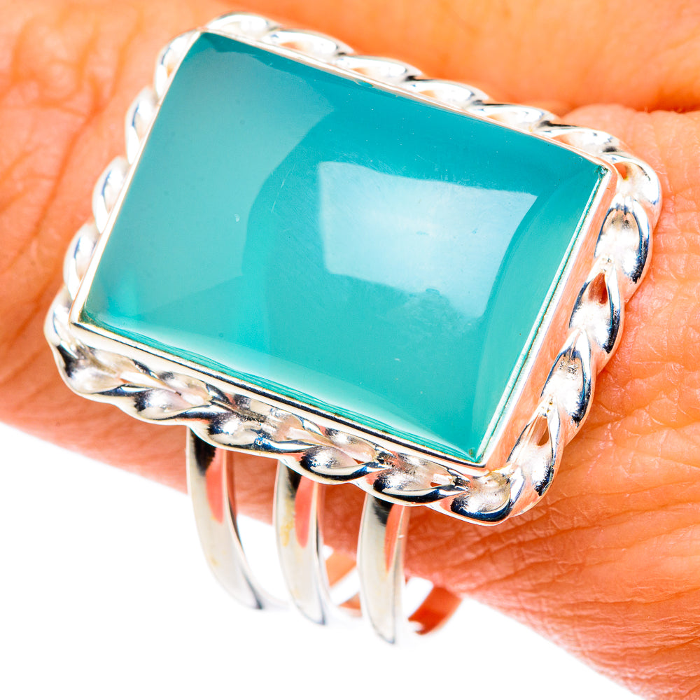 Aqua Chalcedony Rings handcrafted by Ana Silver Co - RING87615