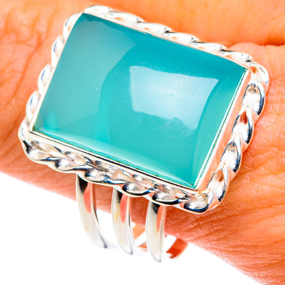 Aqua Chalcedony Rings handcrafted by Ana Silver Co - RING87615