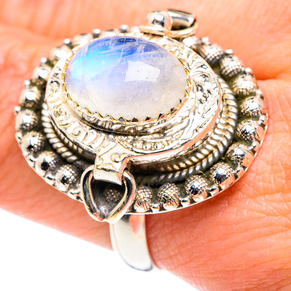 Rainbow Moonstone Rings handcrafted by Ana Silver Co - RING87642