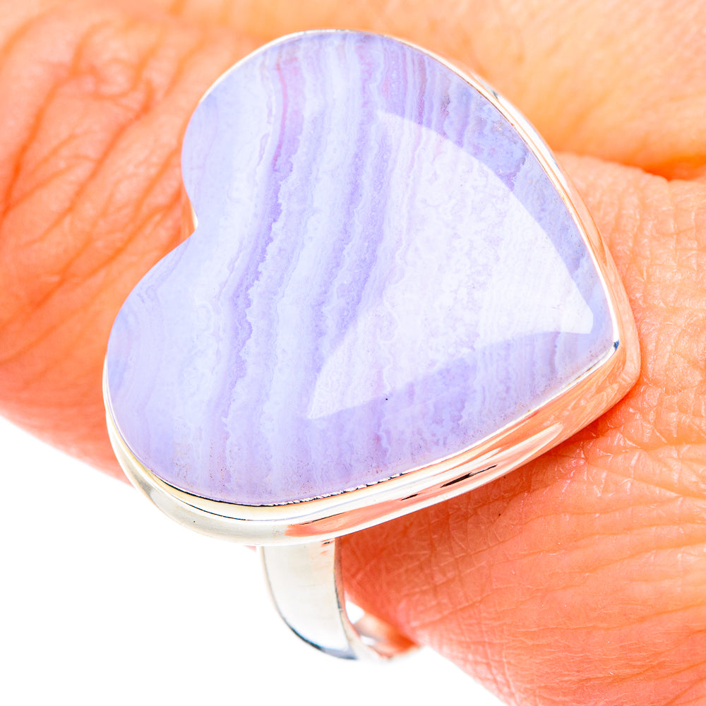 Blue Lace Agate Rings handcrafted by Ana Silver Co - RING87643