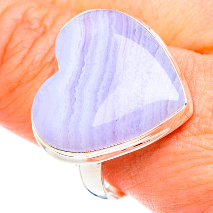 Blue Lace Agate Rings handcrafted by Ana Silver Co - RING87643