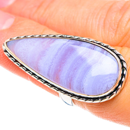 Blue Lace Agate Rings handcrafted by Ana Silver Co - RING87672