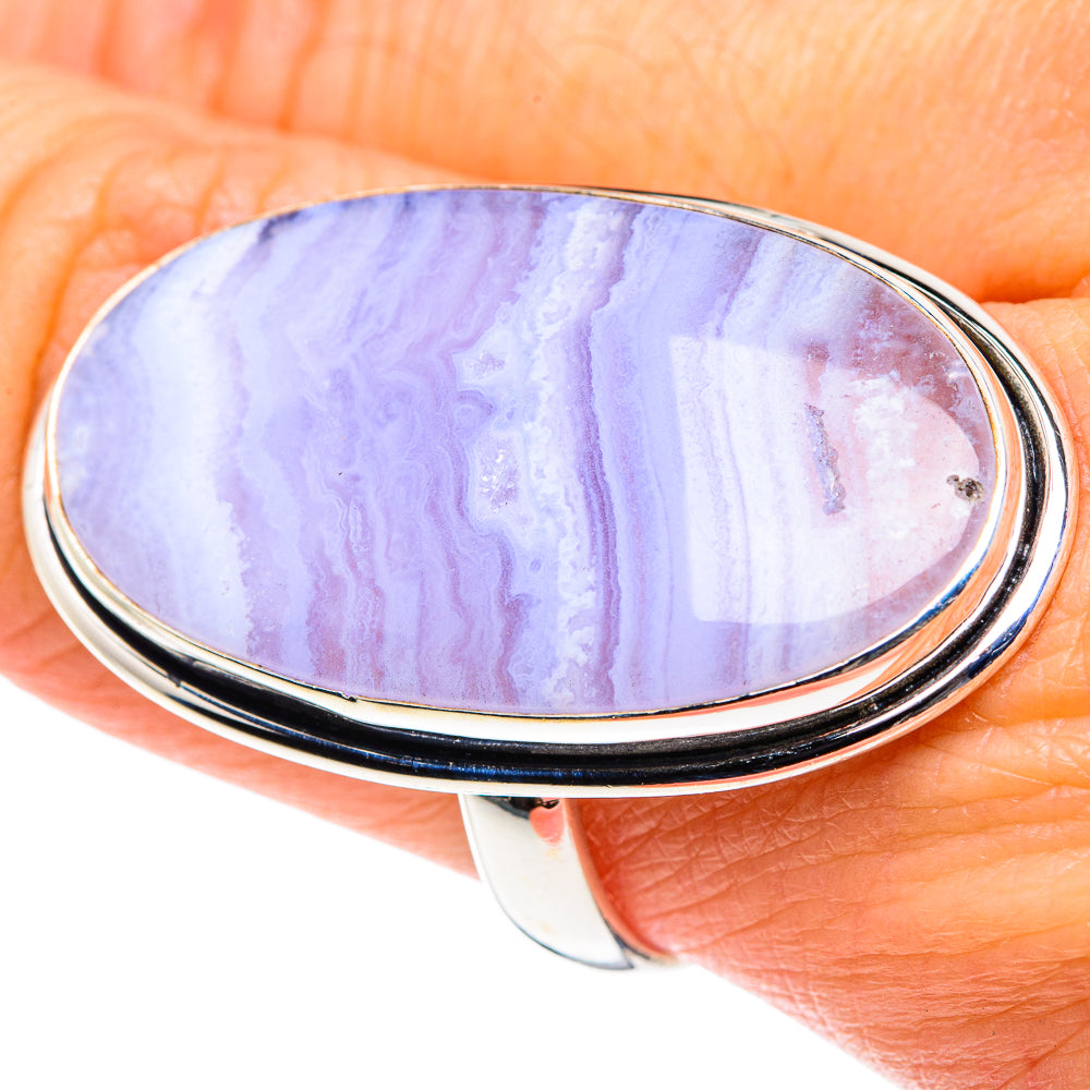 Blue Lace Agate Rings handcrafted by Ana Silver Co - RING87706