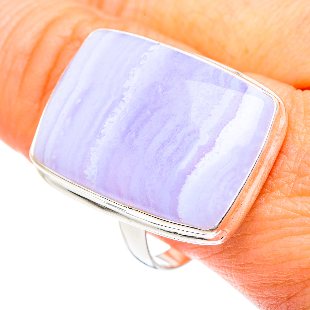 Blue Lace Agate Rings handcrafted by Ana Silver Co - RING87707