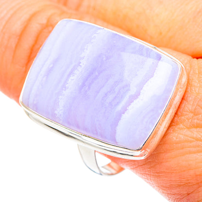 Blue Lace Agate Rings handcrafted by Ana Silver Co - RING87707