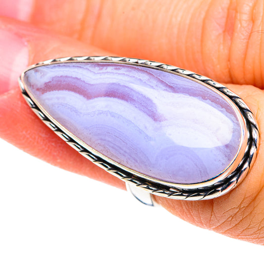 Blue Lace Agate Rings handcrafted by Ana Silver Co - RING87708