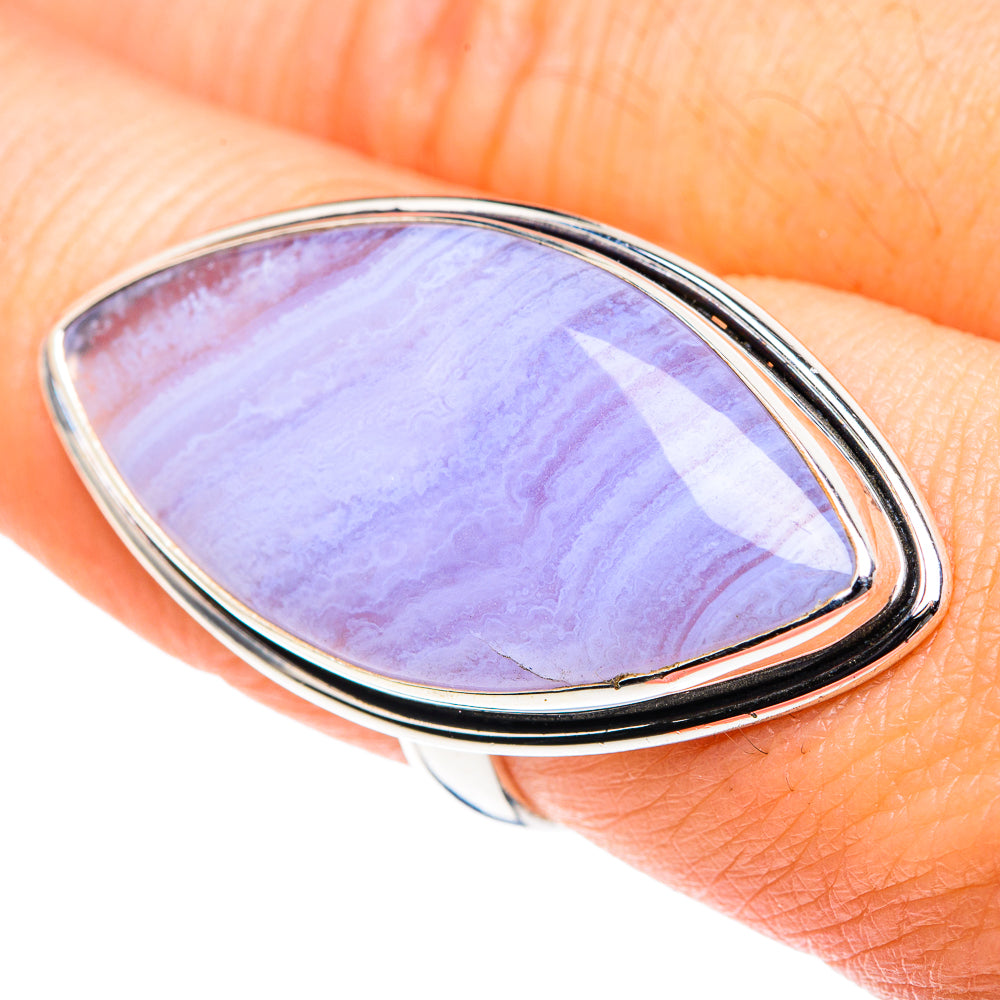 Blue Lace Agate Rings handcrafted by Ana Silver Co - RING87709