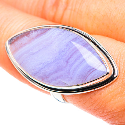 Blue Lace Agate Rings handcrafted by Ana Silver Co - RING87709
