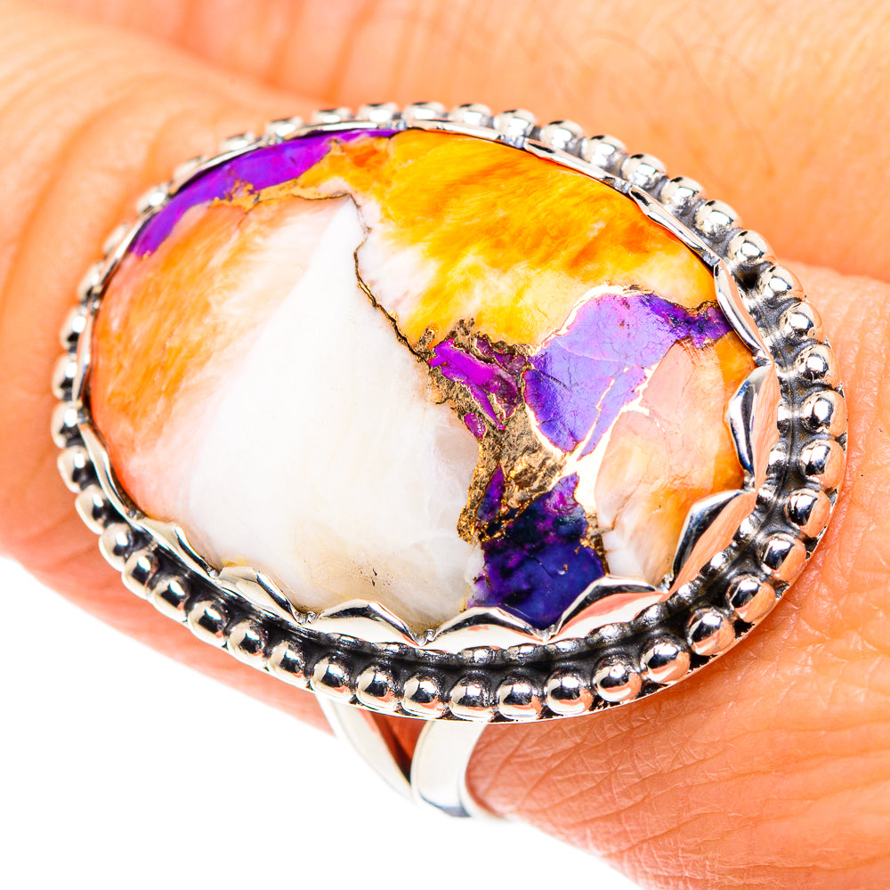 Purple Spiny Oyster Turquoise Rings handcrafted by Ana Silver Co - RING87732